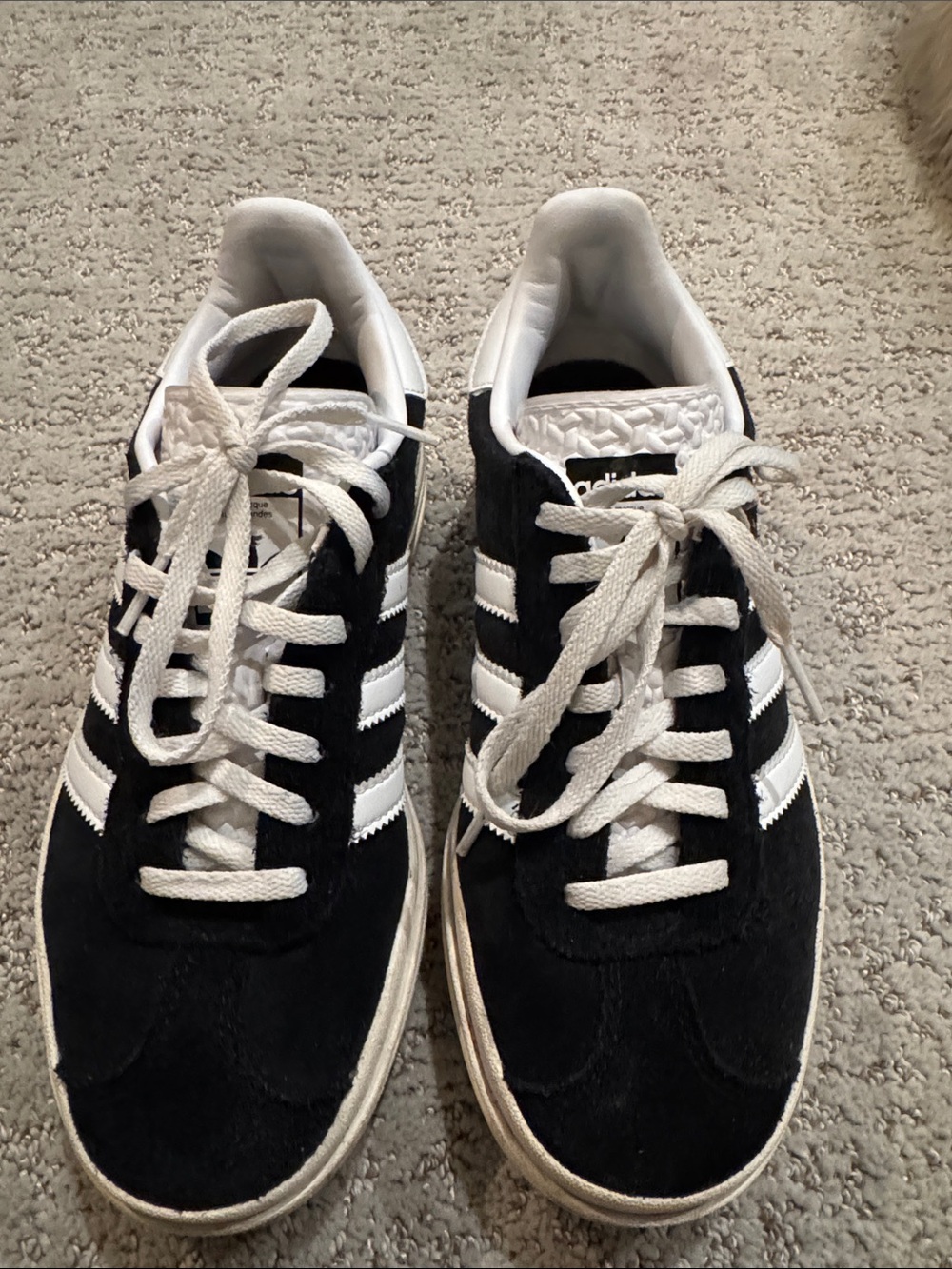adidas  Black & White Suede Three-Stripe Sneakers